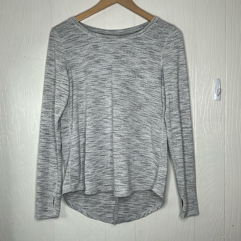 Zyia Active Ash Long Sleeve Split Open Back Top M - image 2